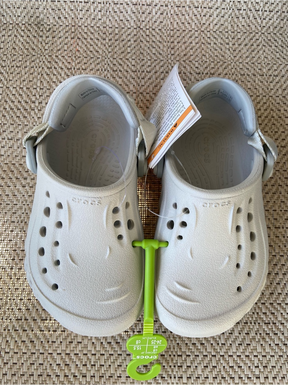 CROCS Kids Light Gray Classic Clogs with Heel Strap Size C6